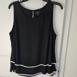 Worthington Black Sleeveless Blouse with White Trim